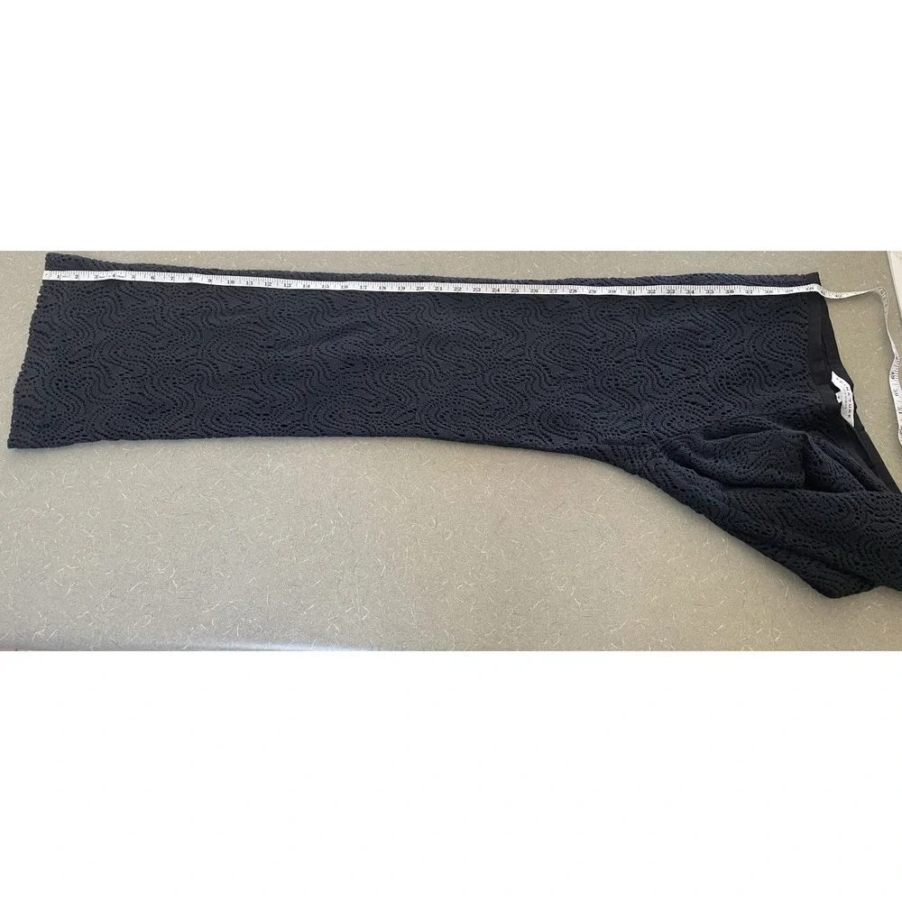 Trina Turk Black Crochet Lace Overlay Wide Leg Pant Beach Fairy Grunge Boho 2 - Picture 7 of 9